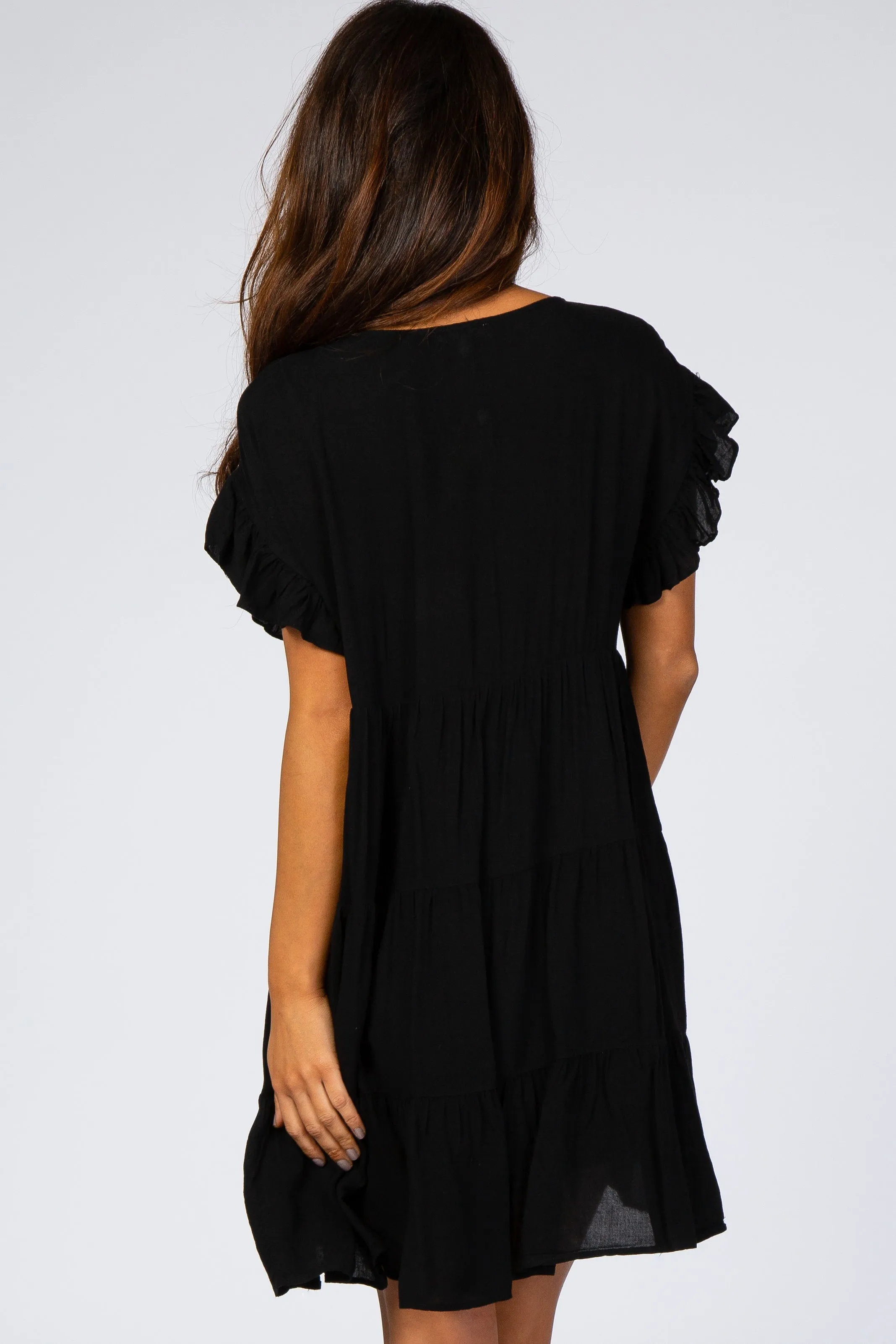 Black Tiered Ruffle Accent Dress sold by Pinkblush product image thumbnail 3