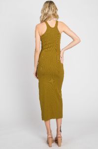 Olive One Shoulder Cutout Side Slit Midi Dress sold by Pinkblush