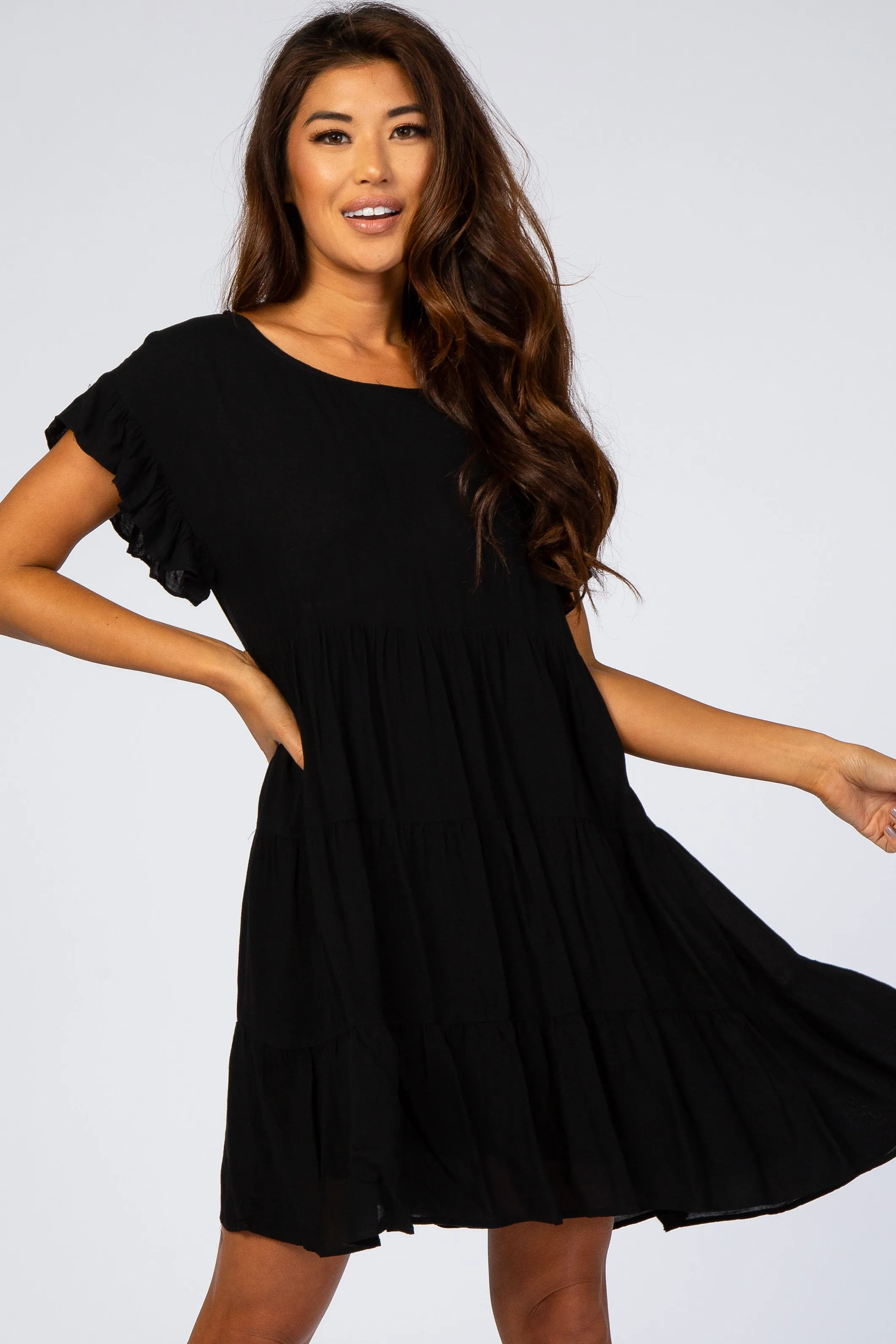 Black Tiered Ruffle Accent Dress sold by Pinkblush product image thumbnail 4