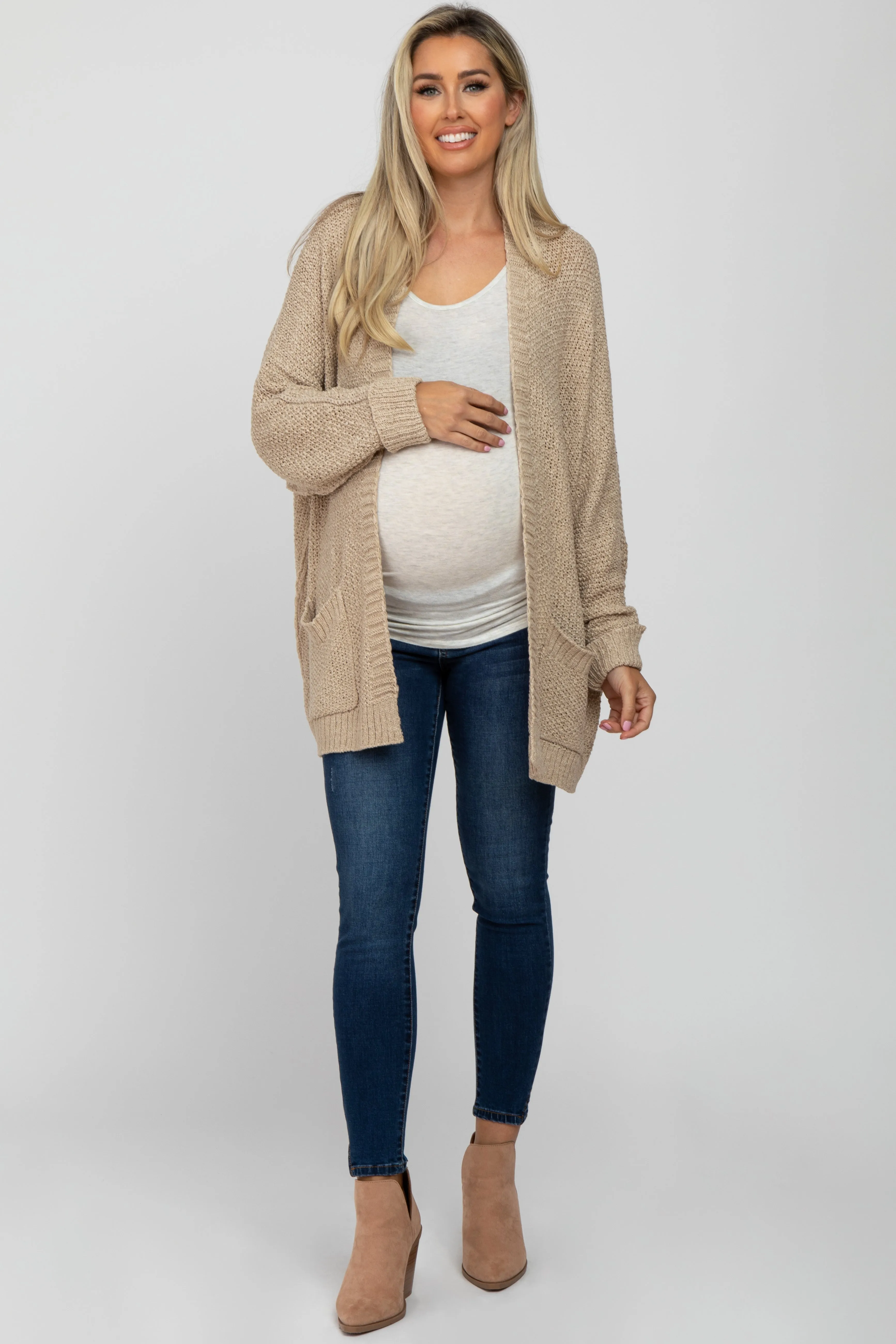 Beige Cuff Sleeve Maternity Cardigan sold by Pinkblush product image thumbnail 4