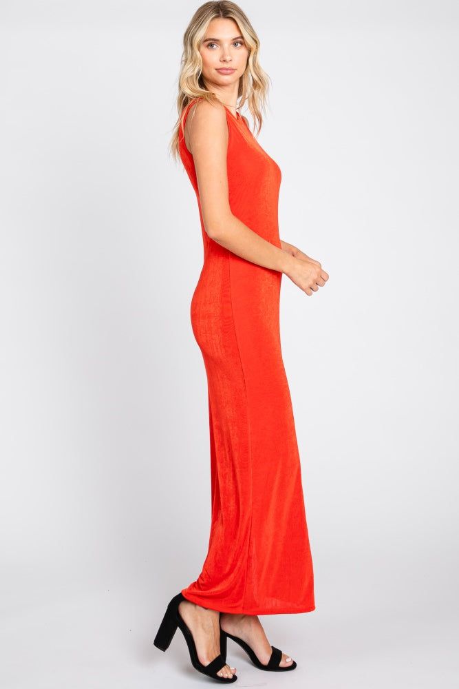 Orange Side Slit Midi Dress sold by Pinkblush product image thumbnail 2