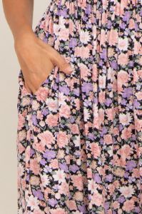 Black Floral Puff Sleeve Midi Dress sold by Pinkblush
