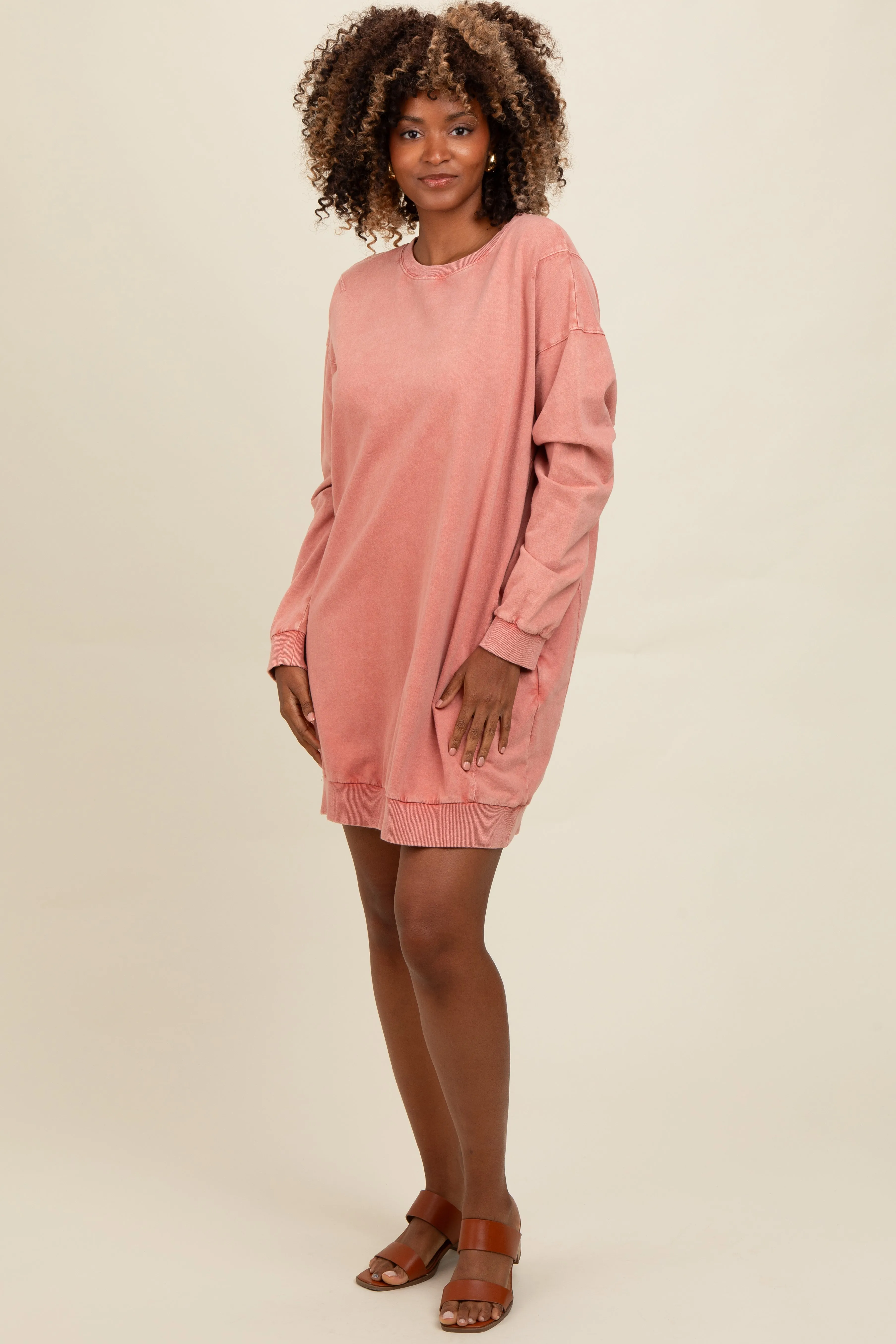 Salmon Mineral Wash Sweatshirt Dress sold by Pinkblush product image thumbnail 2