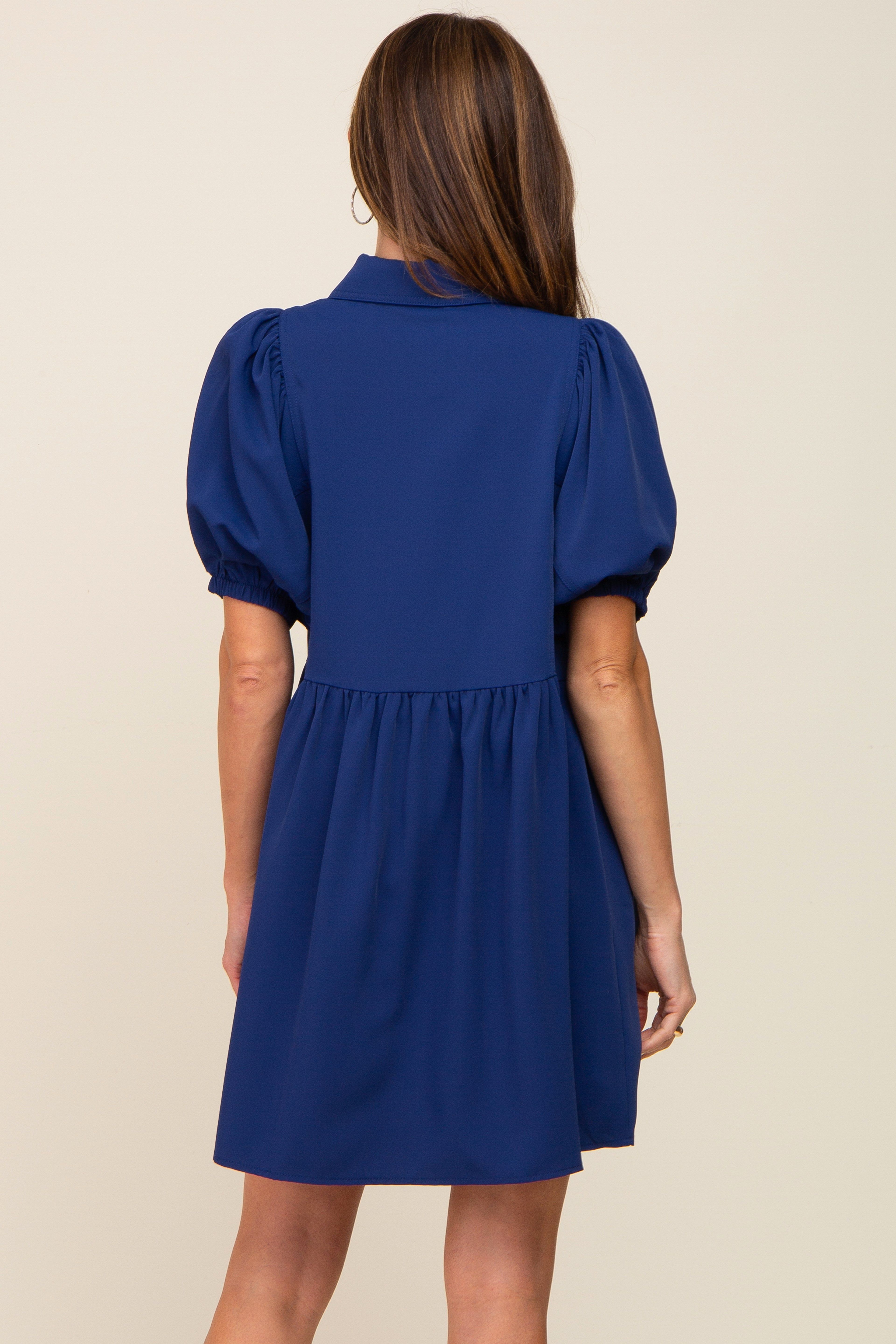 Navy Blue Button Down Mini Dress sold by Pinkblush product image thumbnail 3