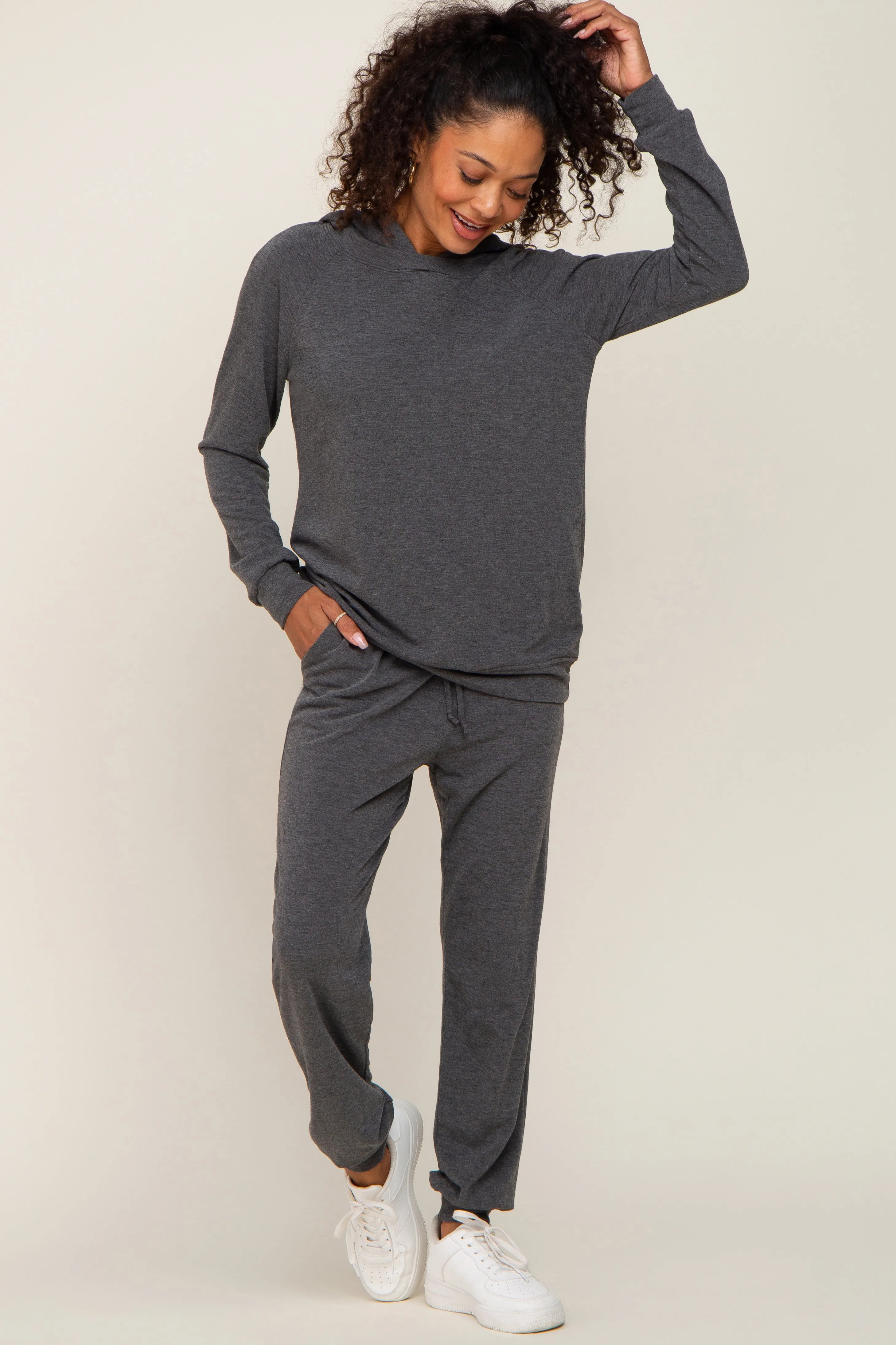 Charcoal Hoodie and Jogger Maternity Set sold by Pinkblush product image thumbnail 4