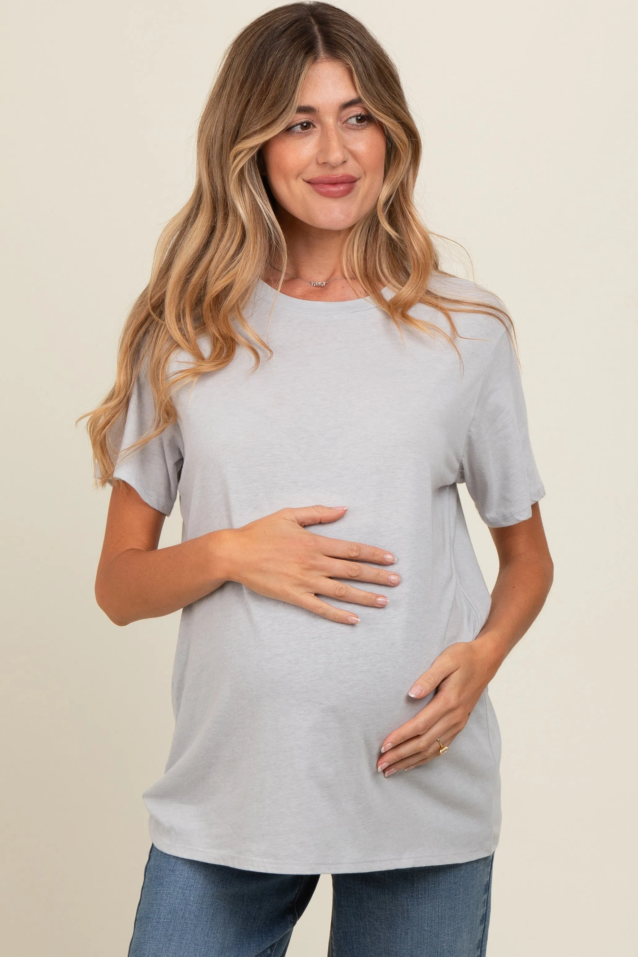 Heather Grey Basic Maternity Tee sold by Pinkblush product image thumbnail 2
