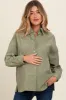 Olive Checker Plaid Button Down Maternity Shirt sold by Pinkblush