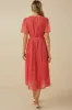 Red Ditsy Floral Pleated Midi Dress sold by Pinkblush