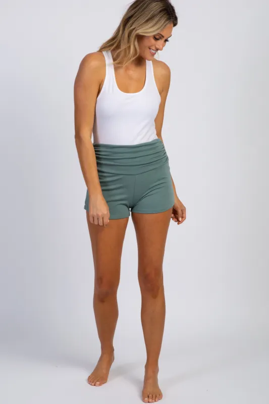 PinkBlush Olive Green Ruched Side Lounge Shorts sold by Pinkblush