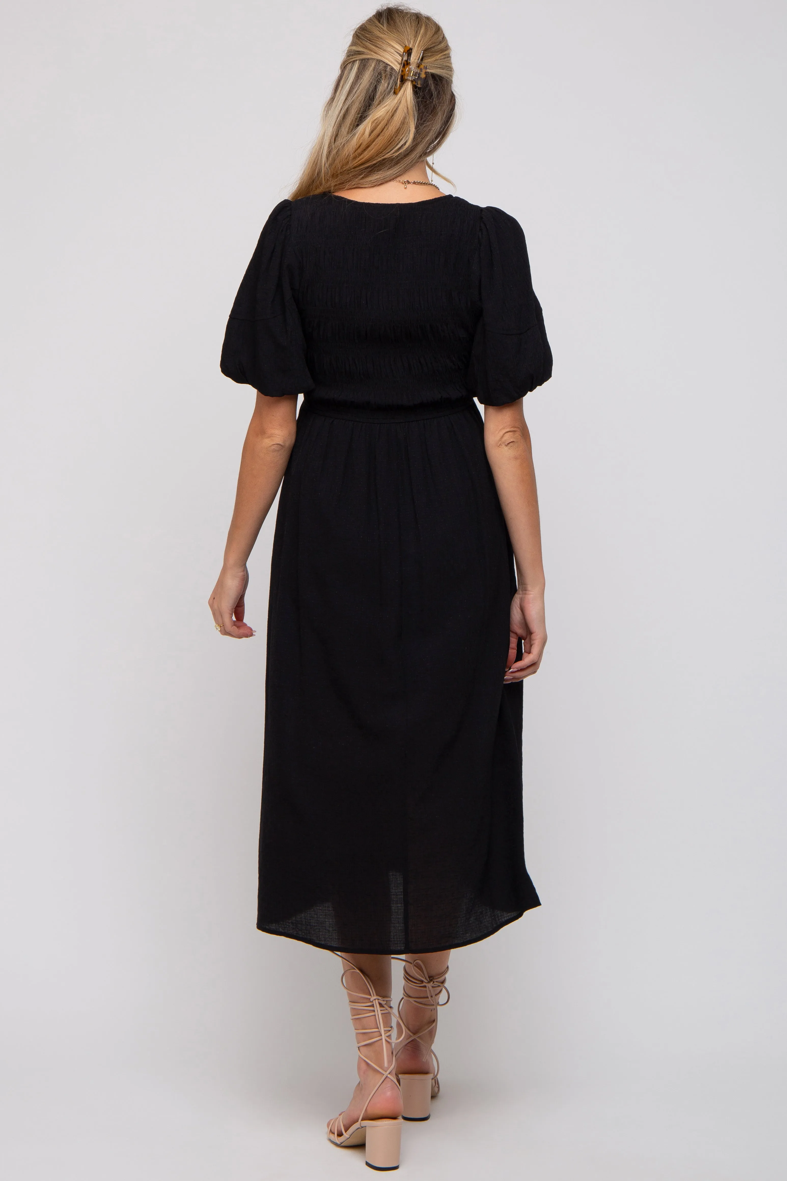 Black Square Neck Maternity Midi Dress sold by Pinkblush product image thumbnail 3