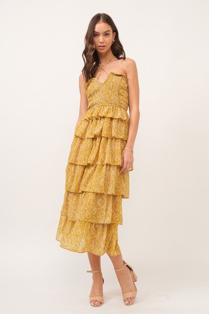 Lime Ruffle Maxi Dress sold by Pinkblush