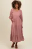 Mauve Embroidered Tiered Midi Dress sold by Pinkblush