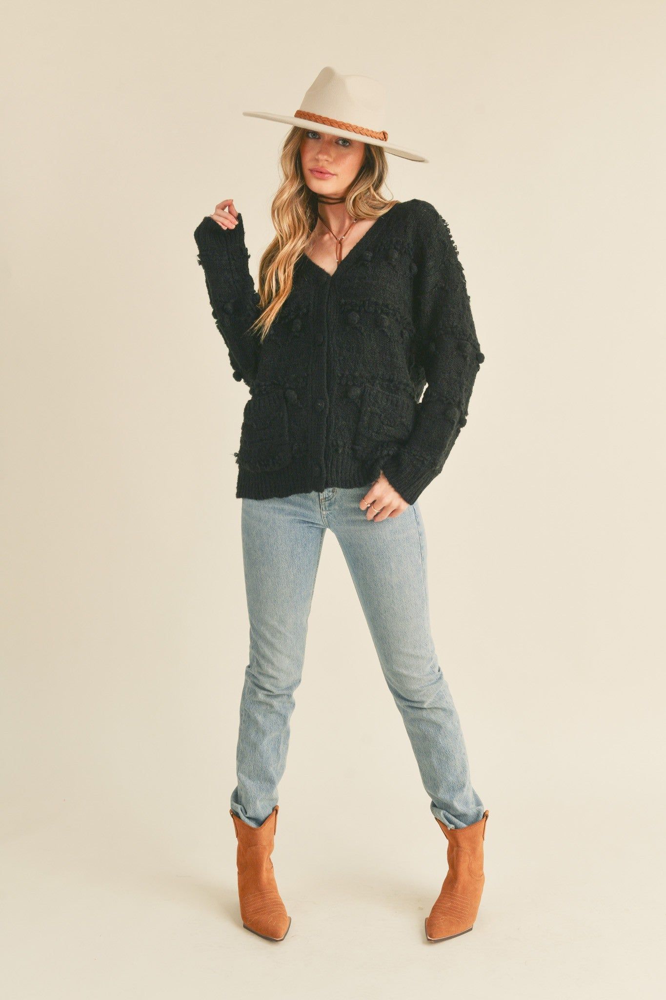 Black Button Down Sweater Cardigan sold by Pinkblush product image thumbnail 5