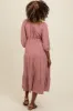 Mauve Embroidered Tiered Midi Dress sold by Pinkblush