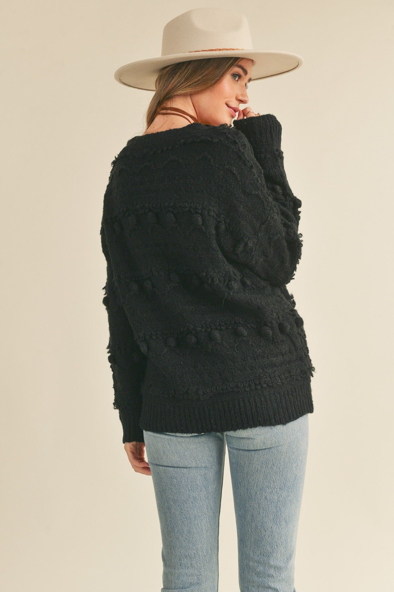 Black Button Down Sweater Cardigan sold by Pinkblush product image thumbnail 3