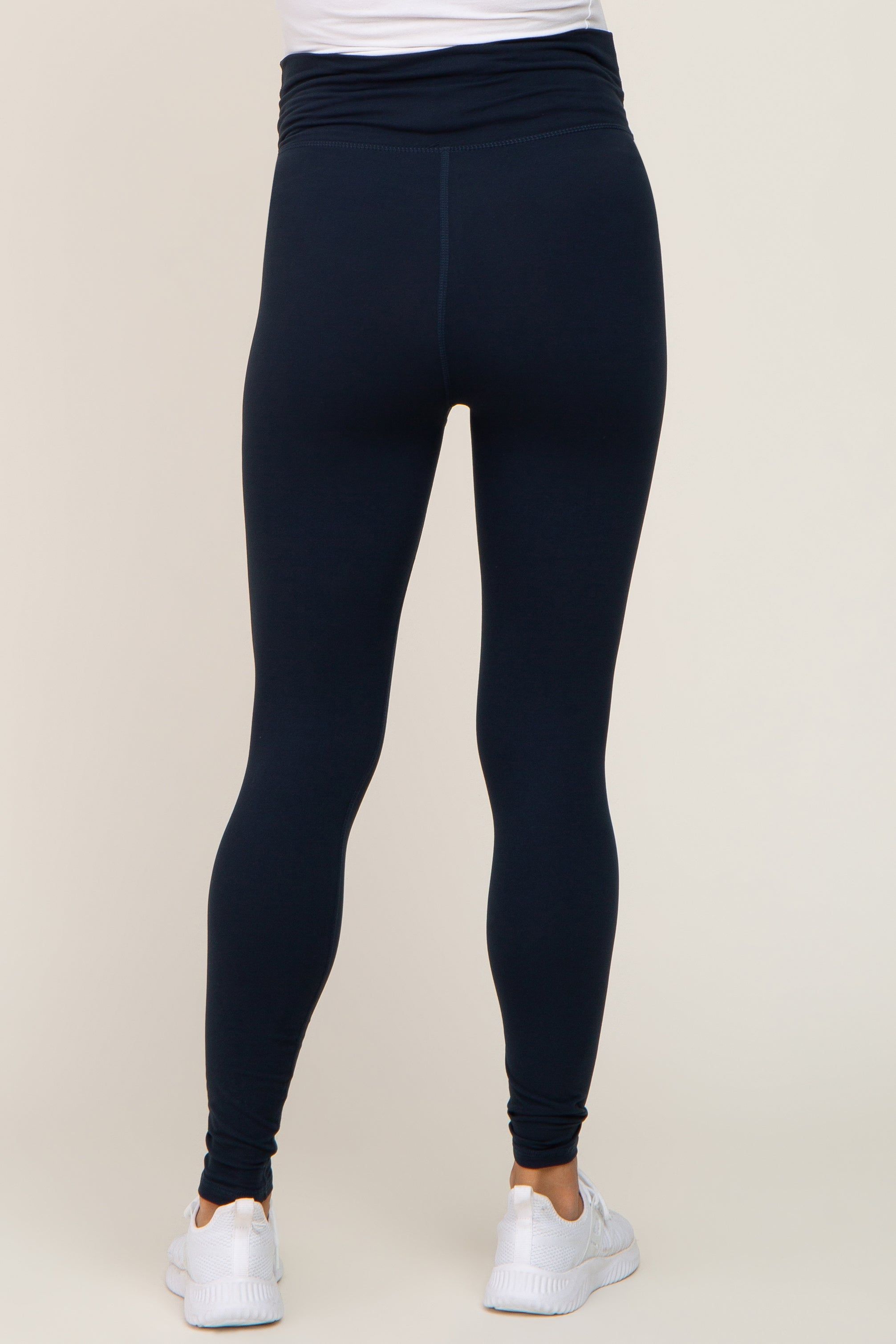 Navy Crossover Waist Maternity Leggings sold by Pinkblush product image thumbnail 4