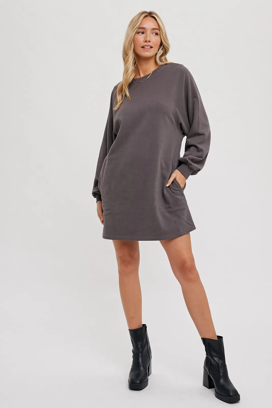 Charcoal Ultra Soft Sweatshirt Dress sold by Pinkblush product image thumbnail 3