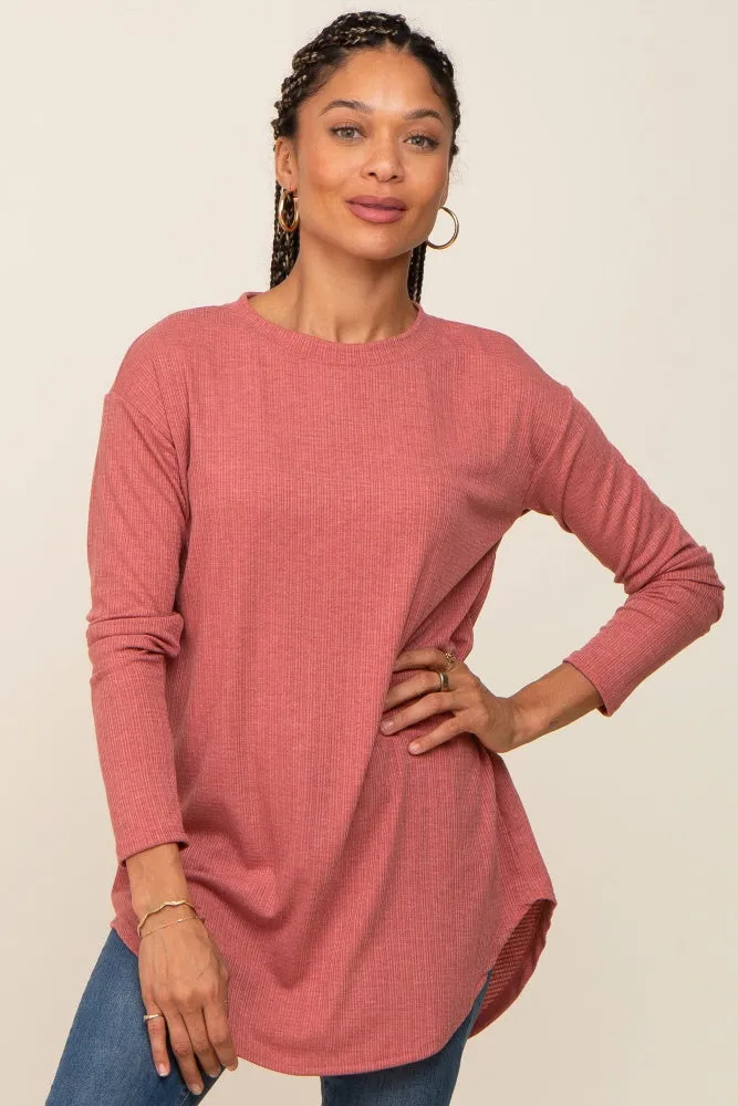 Salmon Long Sleeve Ribbed Top sold by Pinkblush