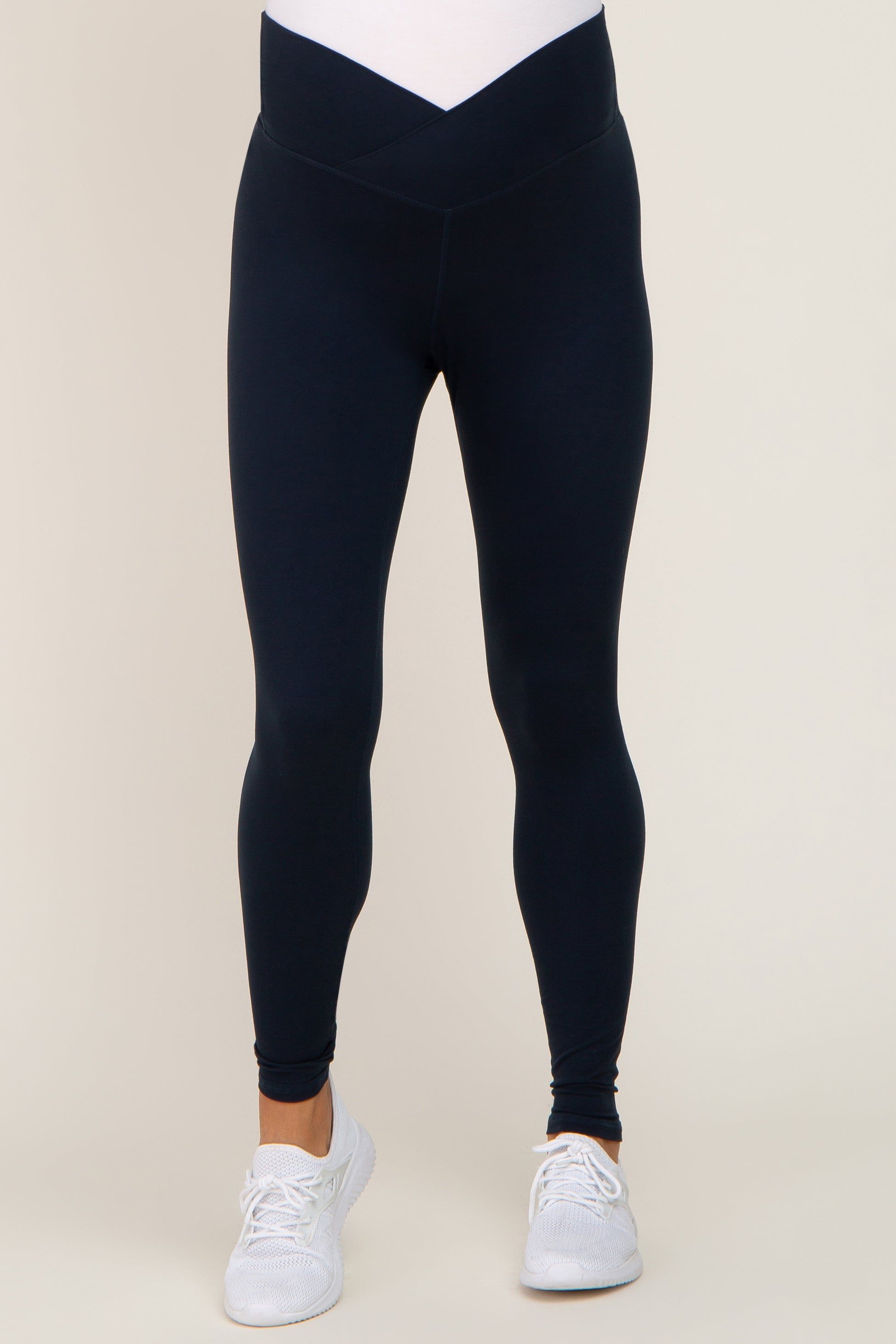 Navy Crossover Waist Maternity Leggings sold by Pinkblush product image thumbnail 2