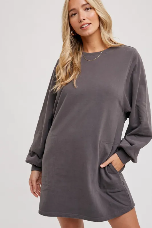 Charcoal Ultra Soft Sweatshirt Dress sold by Pinkblush