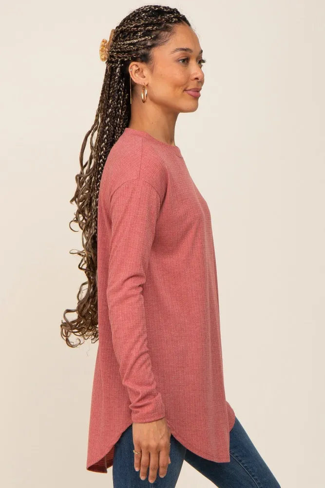 Salmon Long Sleeve Ribbed Top sold by Pinkblush product image thumbnail 2