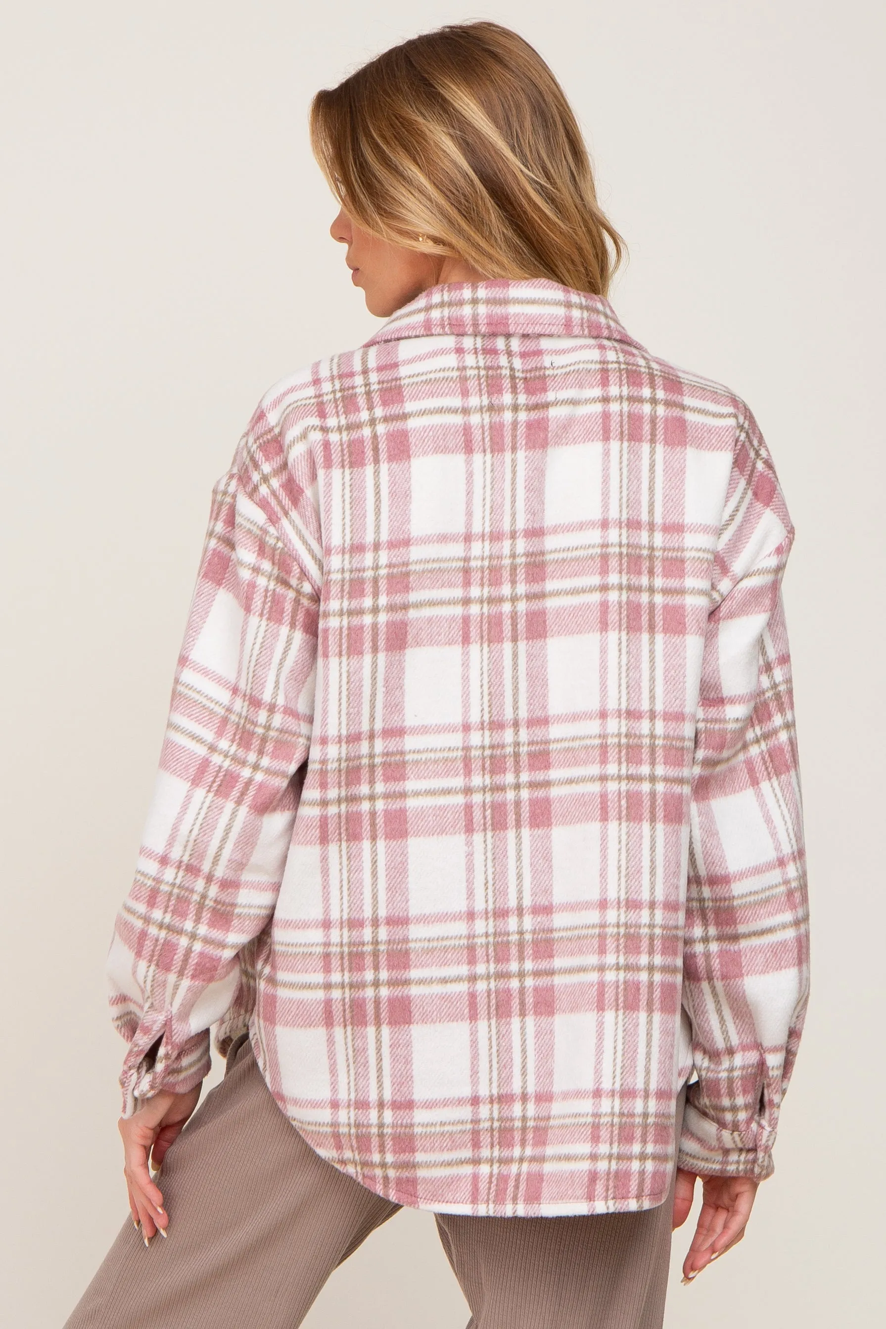 Mauve Plaid Front Pocket Shacket sold by Pinkblush product image thumbnail 3