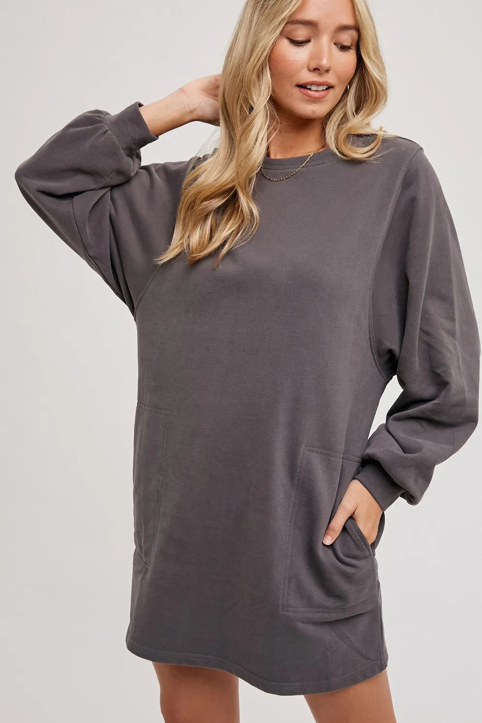 Charcoal Ultra Soft Sweatshirt Dress sold by Pinkblush product image thumbnail 2