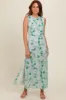 Light Blue Rose Print Ruched Mesh Dress sold by Pinkblush