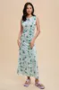 Light Blue Rose Print Ruched Mesh Dress sold by Pinkblush