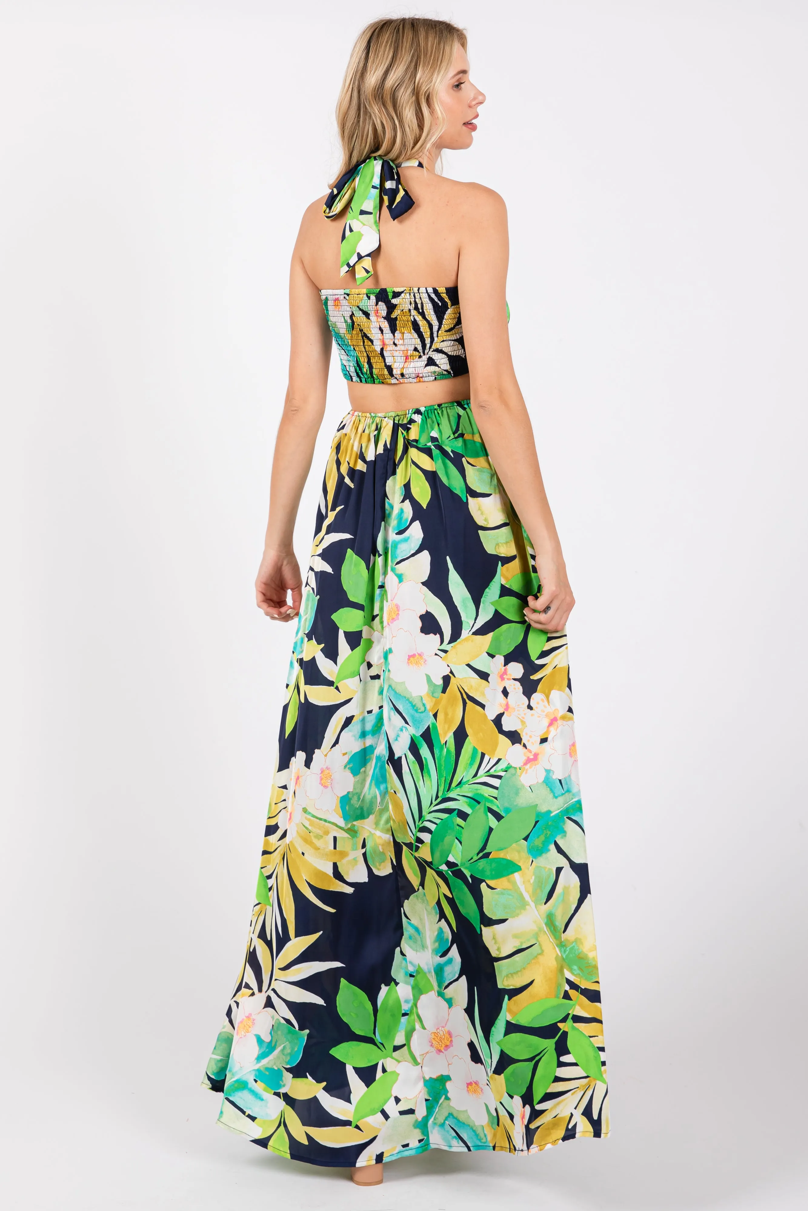 Green Floral Cutout Maxi Dress sold by Pinkblush product image thumbnail 3