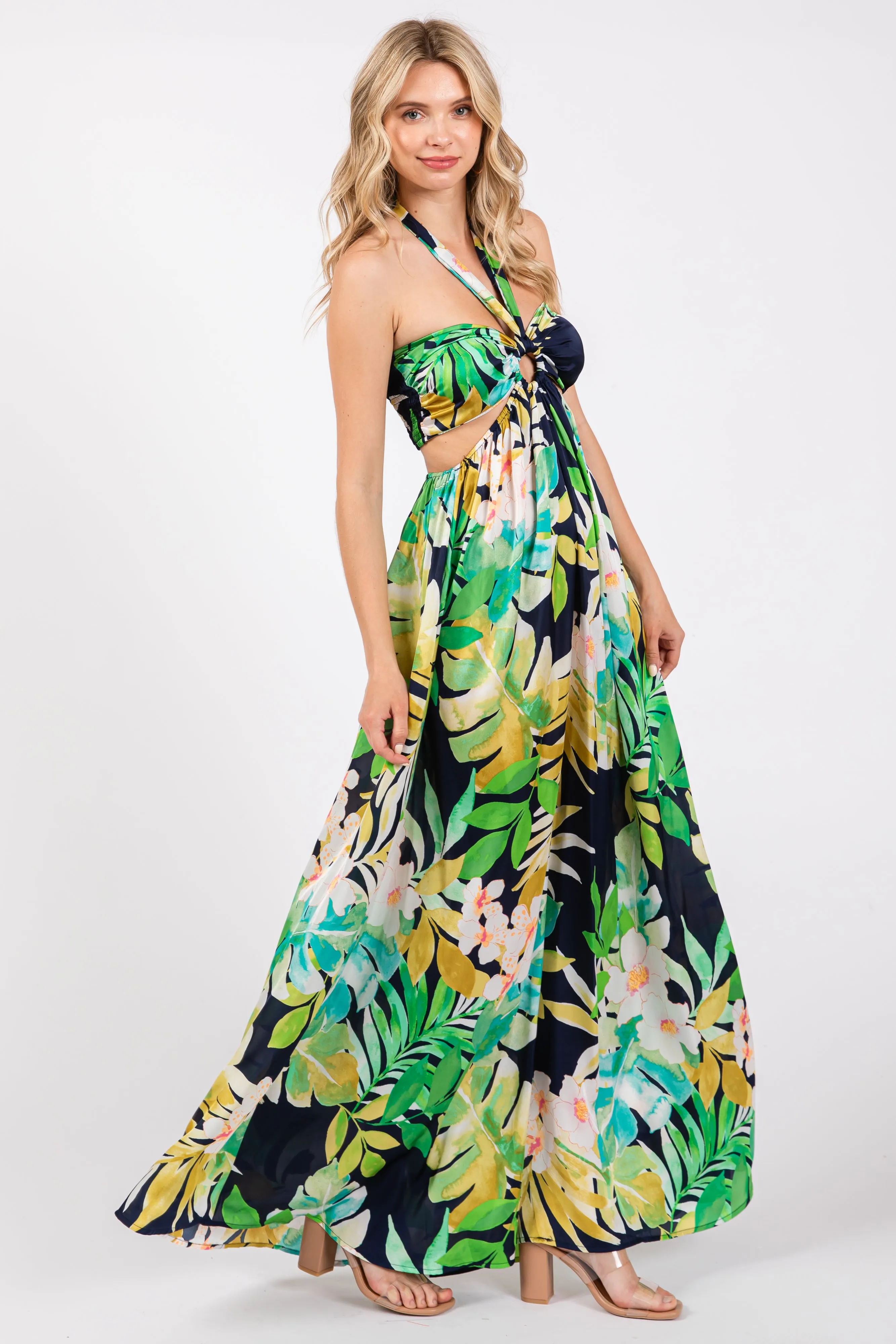 Green Floral Cutout Maxi Dress sold by Pinkblush product image thumbnail 2
