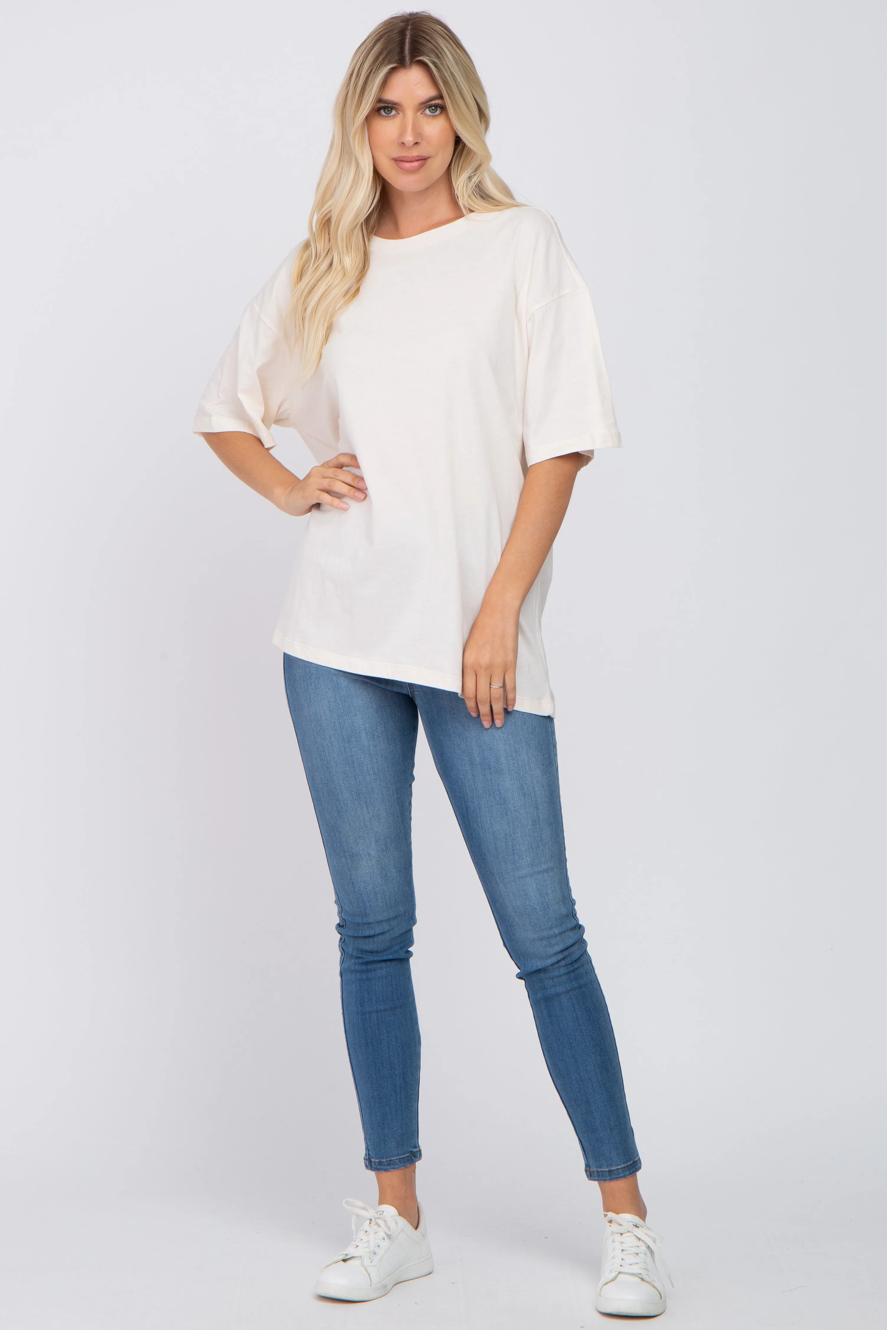 Ivory Basic Oversized Tee sold by Pinkblush product image thumbnail 4