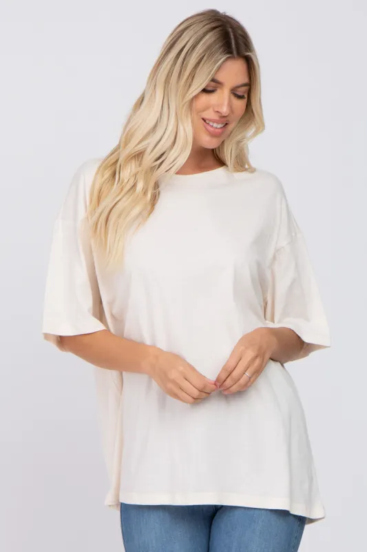 Ivory Basic Oversized Tee sold by Pinkblush
