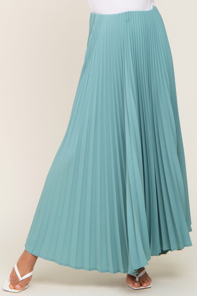 Light Olive Pleated Maxi Skirt sold by Pinkblush product image thumbnail 2