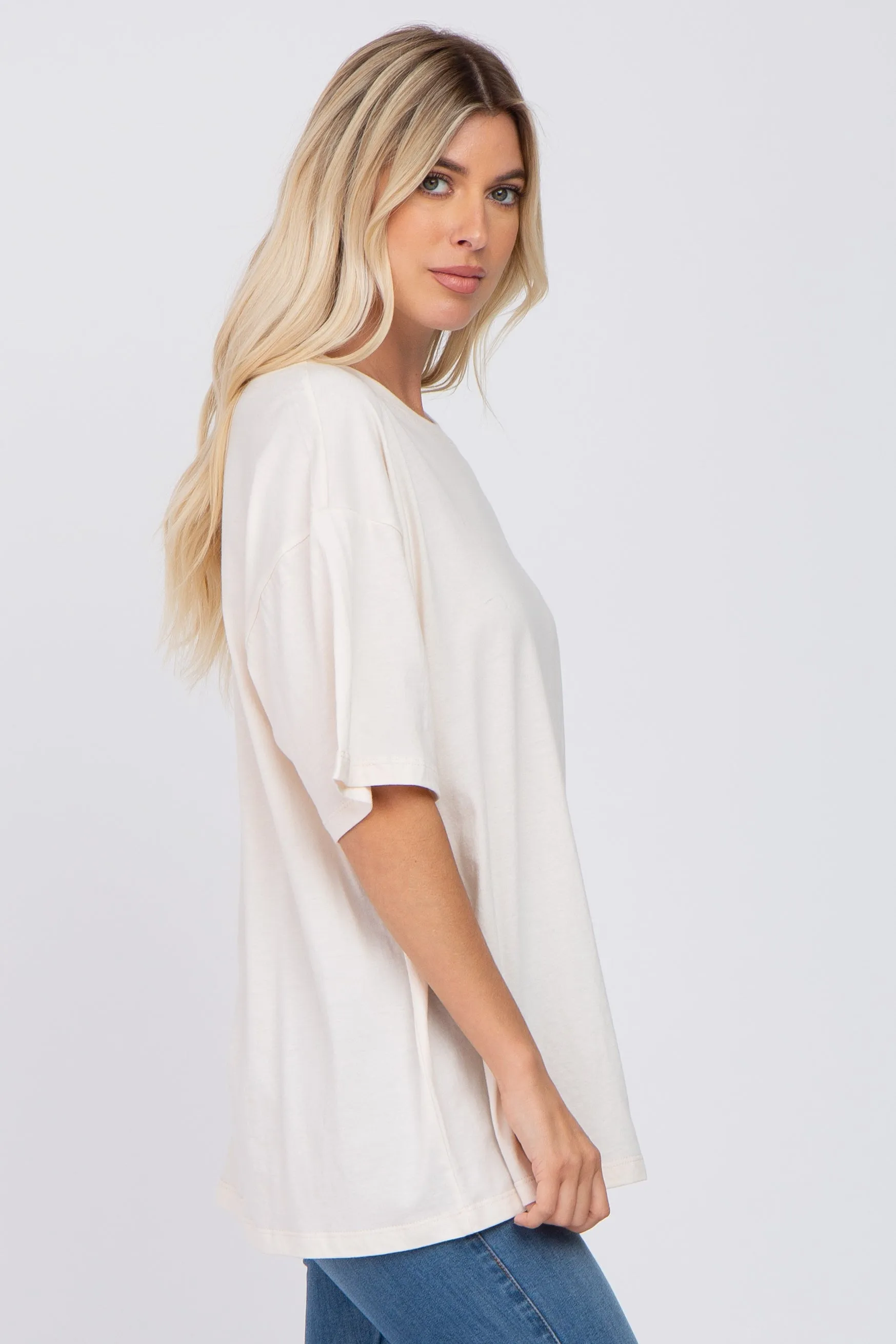 Ivory Basic Oversized Tee sold by Pinkblush product image thumbnail 2