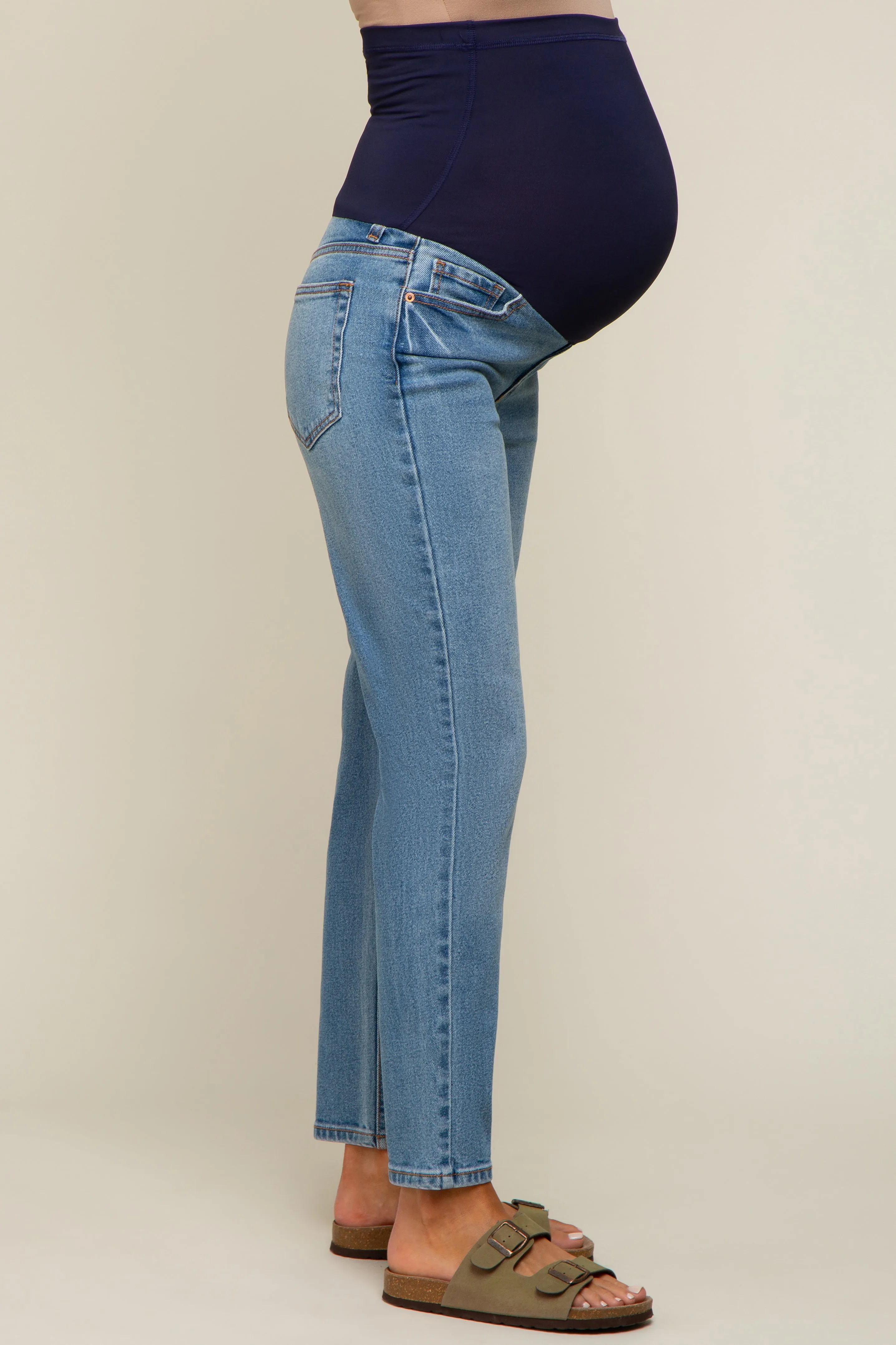 Navy Blue Basic Maternity Leggings sold by Pinkblush product image thumbnail 4