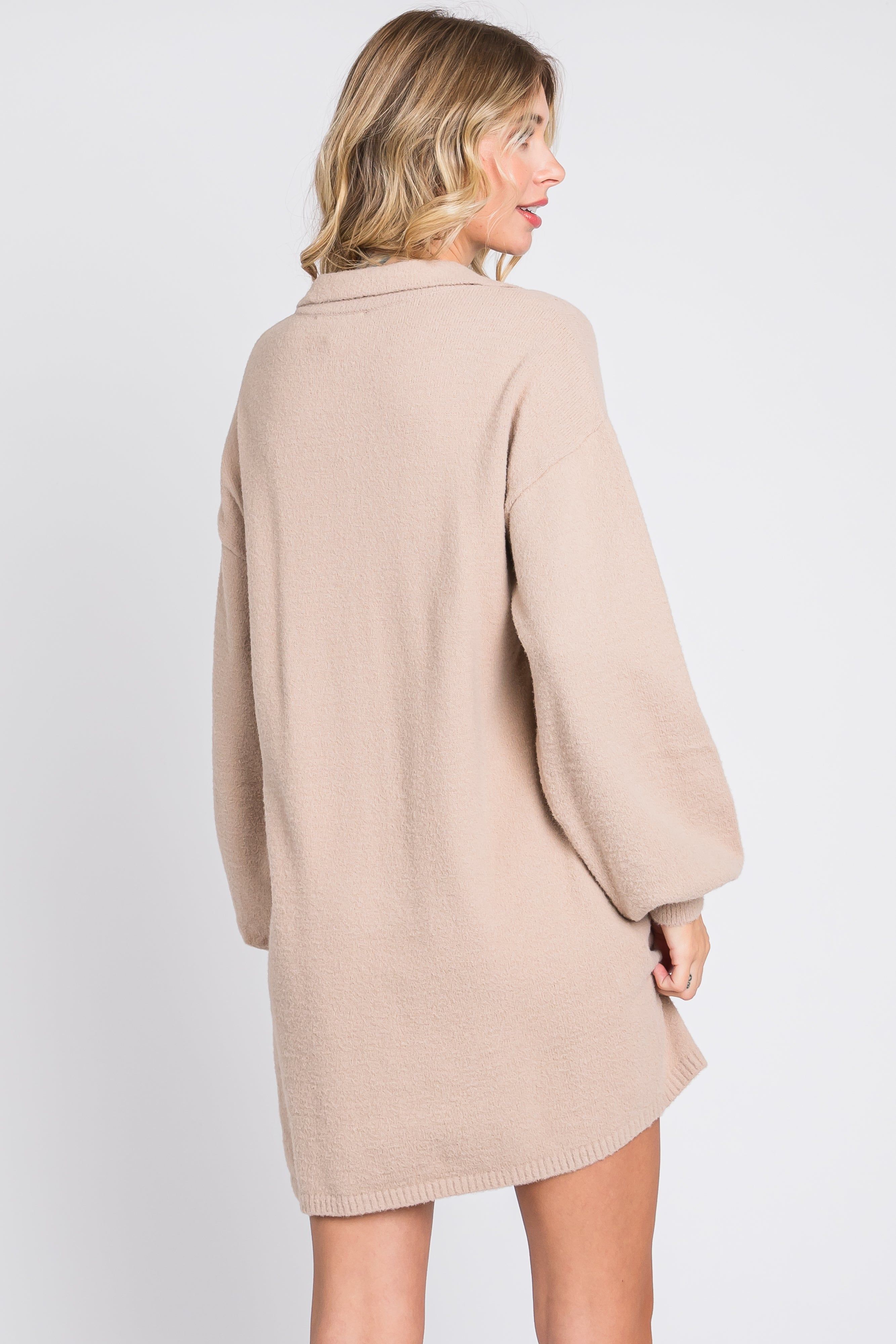 Taupe Mini Sweater Dress sold by Pinkblush product image thumbnail 4