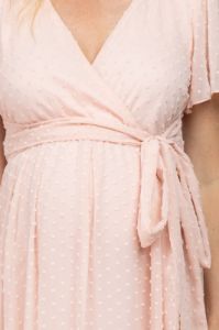 Light Pink Swiss Dot Chiffon Maternity Maxi Dress sold by Pinkblush