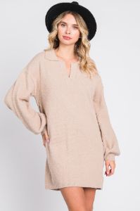 Taupe Mini Sweater Dress sold by Pinkblush
