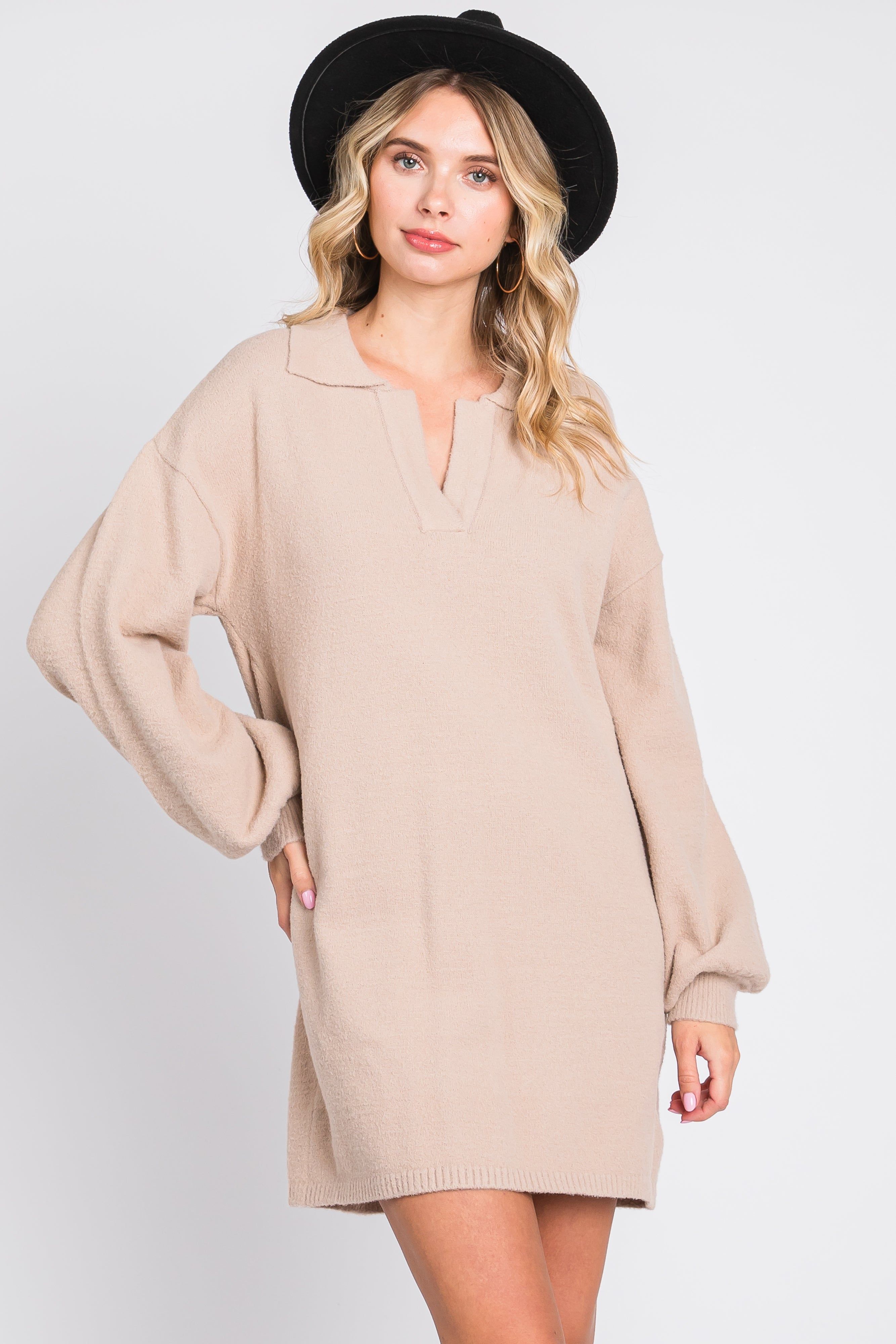 Taupe Mini Sweater Dress sold by Pinkblush product image thumbnail 5