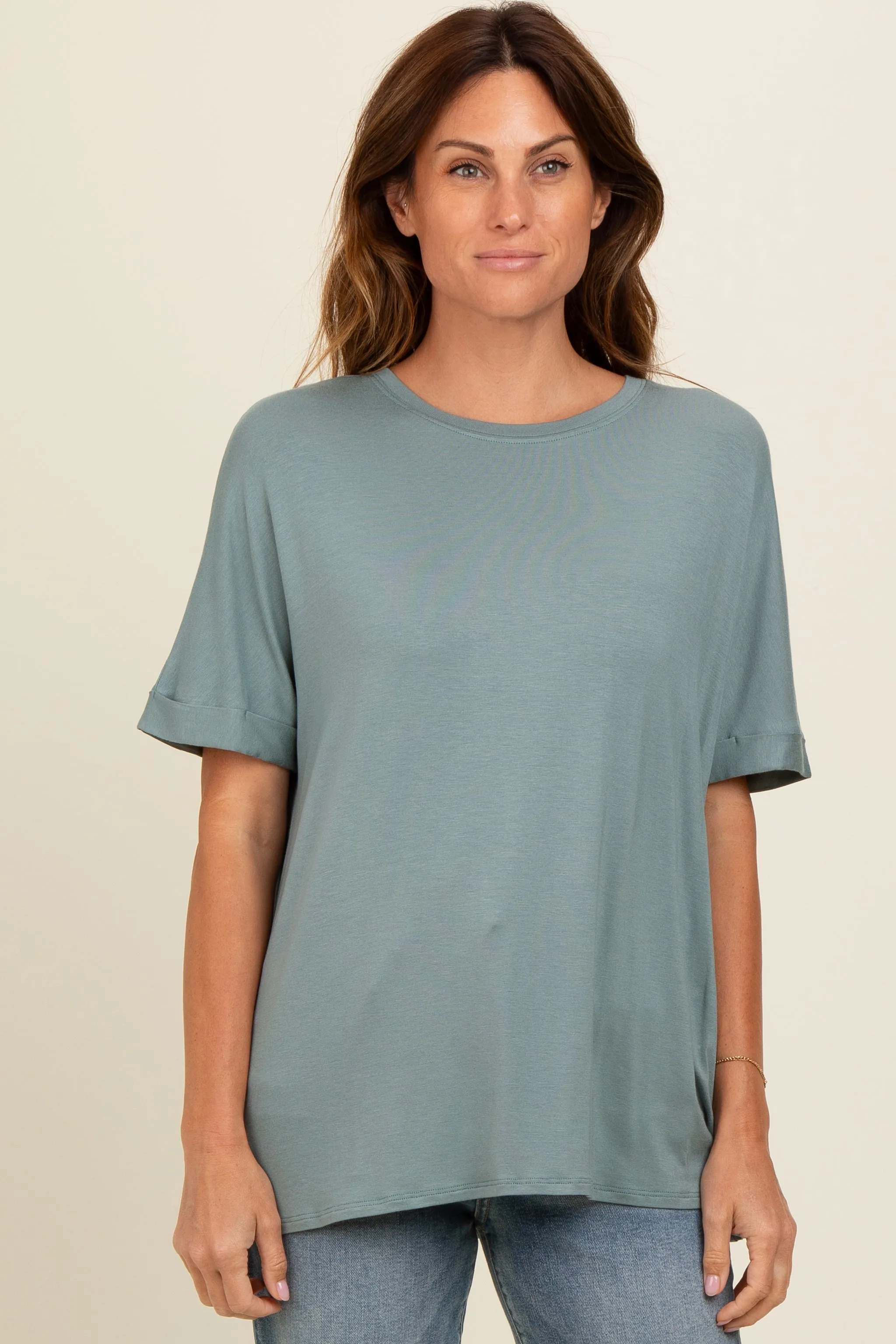 Light Olive Relaxed Fit T-Shirt sold by Pinkblush product image thumbnail 2
