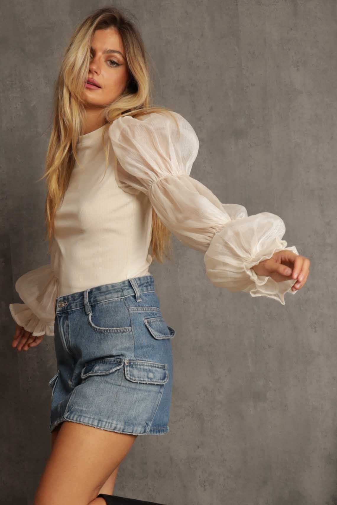 Cream Sleeves Detailed Top sold by Pinkblush product image thumbnail 2