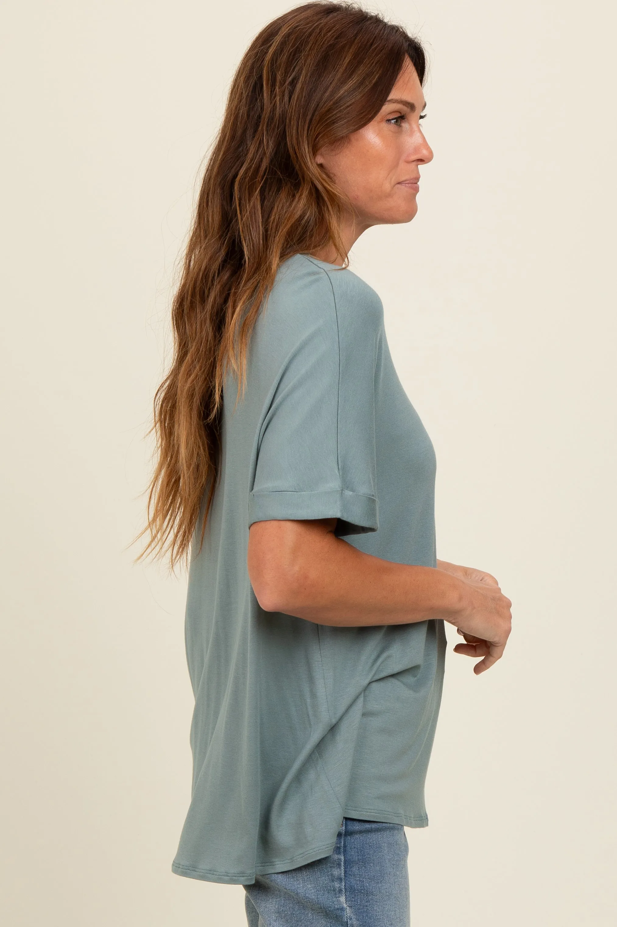 Light Olive Relaxed Fit T-Shirt sold by Pinkblush product image thumbnail 3