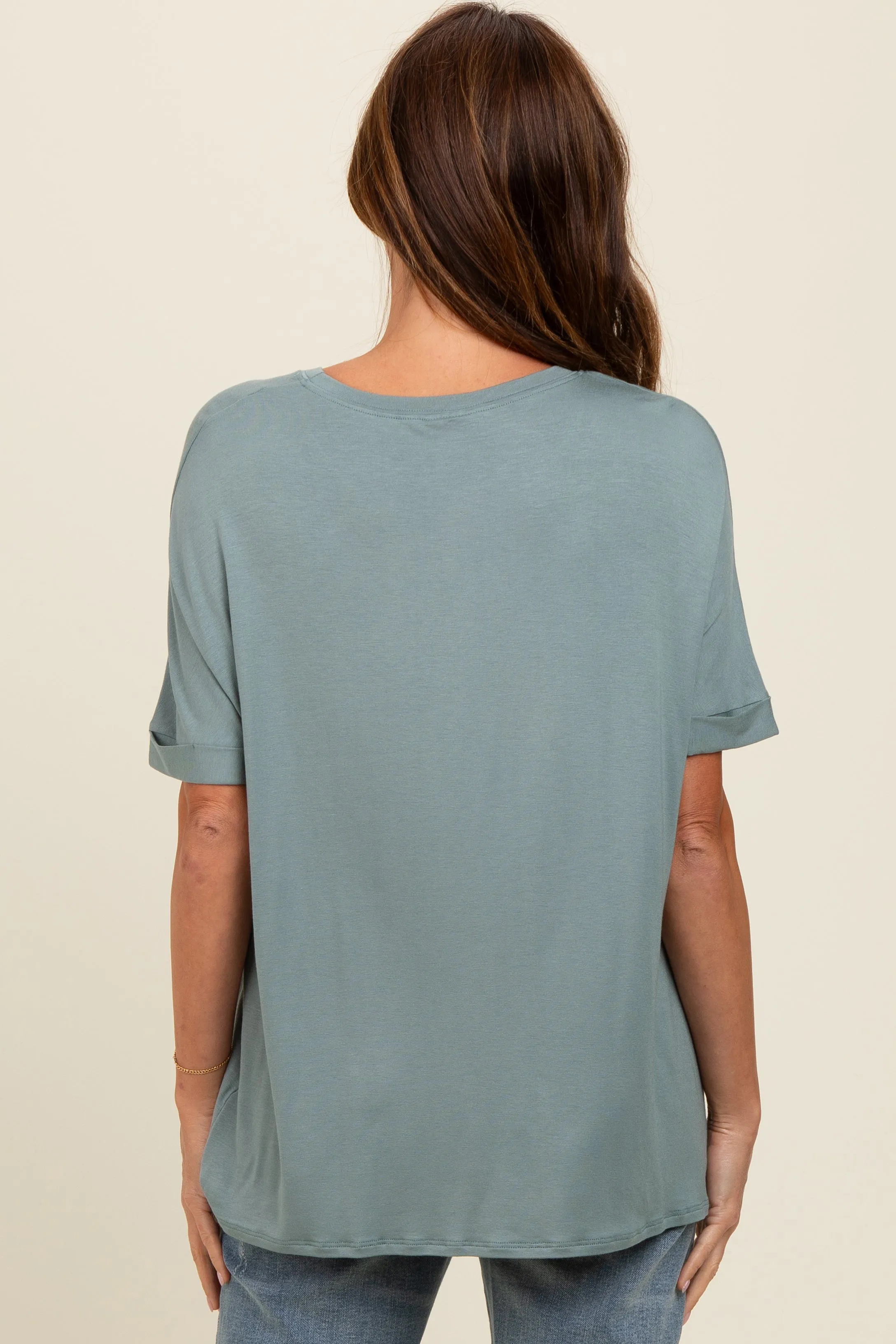 Light Olive Relaxed Fit T-Shirt sold by Pinkblush product image thumbnail 4