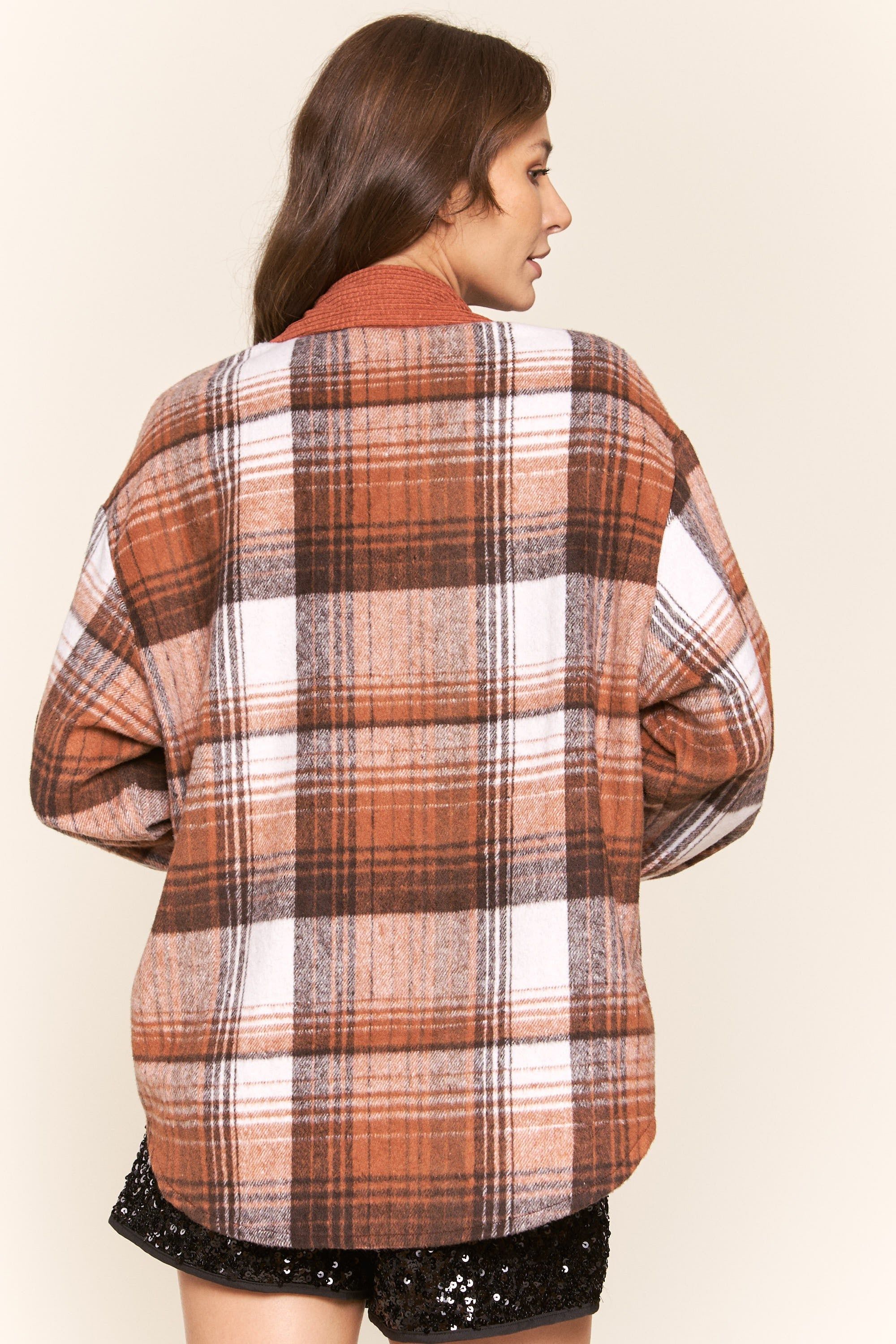 Brown Colorblock Plaid Jacket sold by Pinkblush product image thumbnail 3
