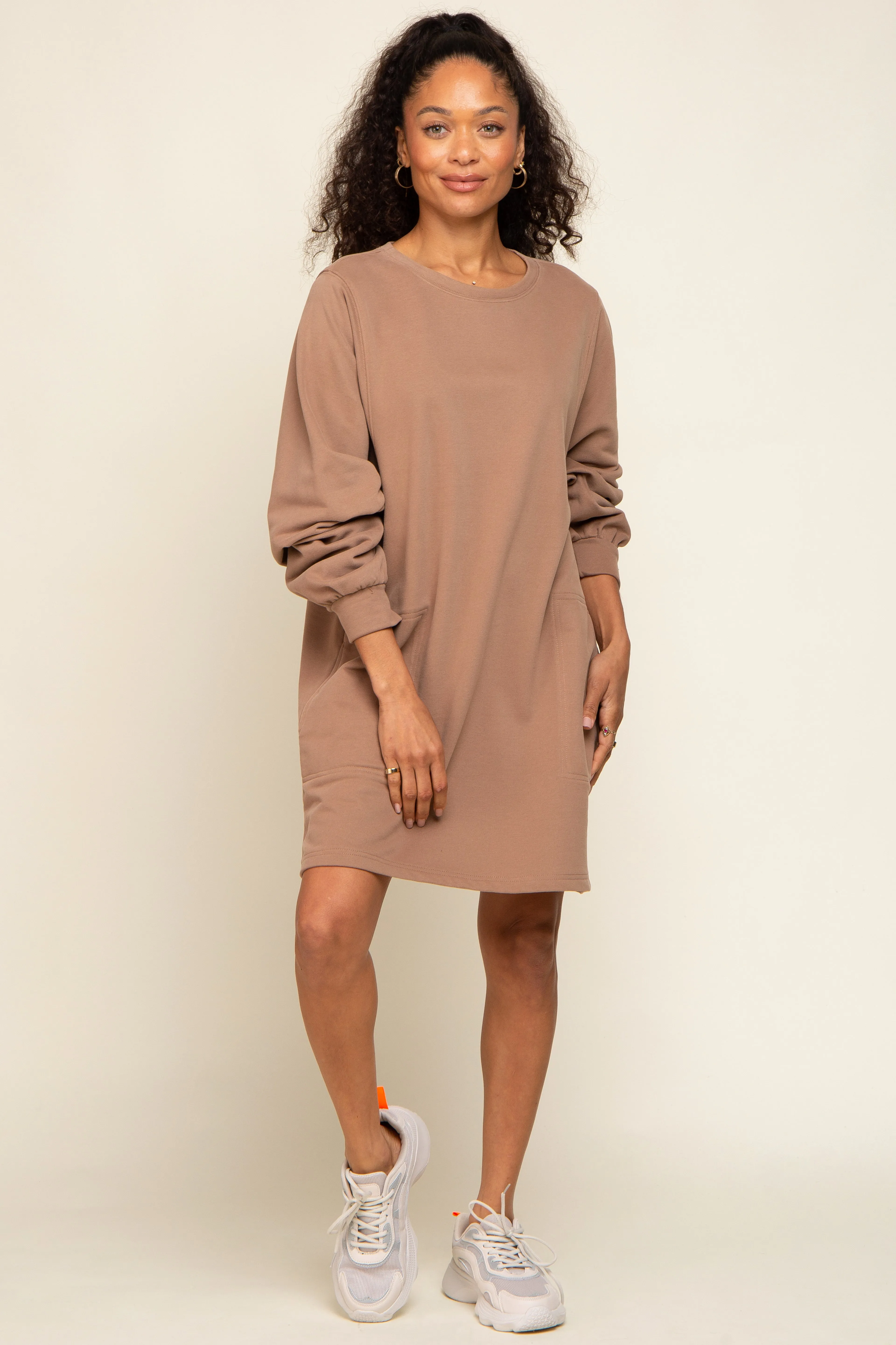 Mocha Ultra Soft Sweatshirt Dress sold by Pinkblush product image thumbnail 4