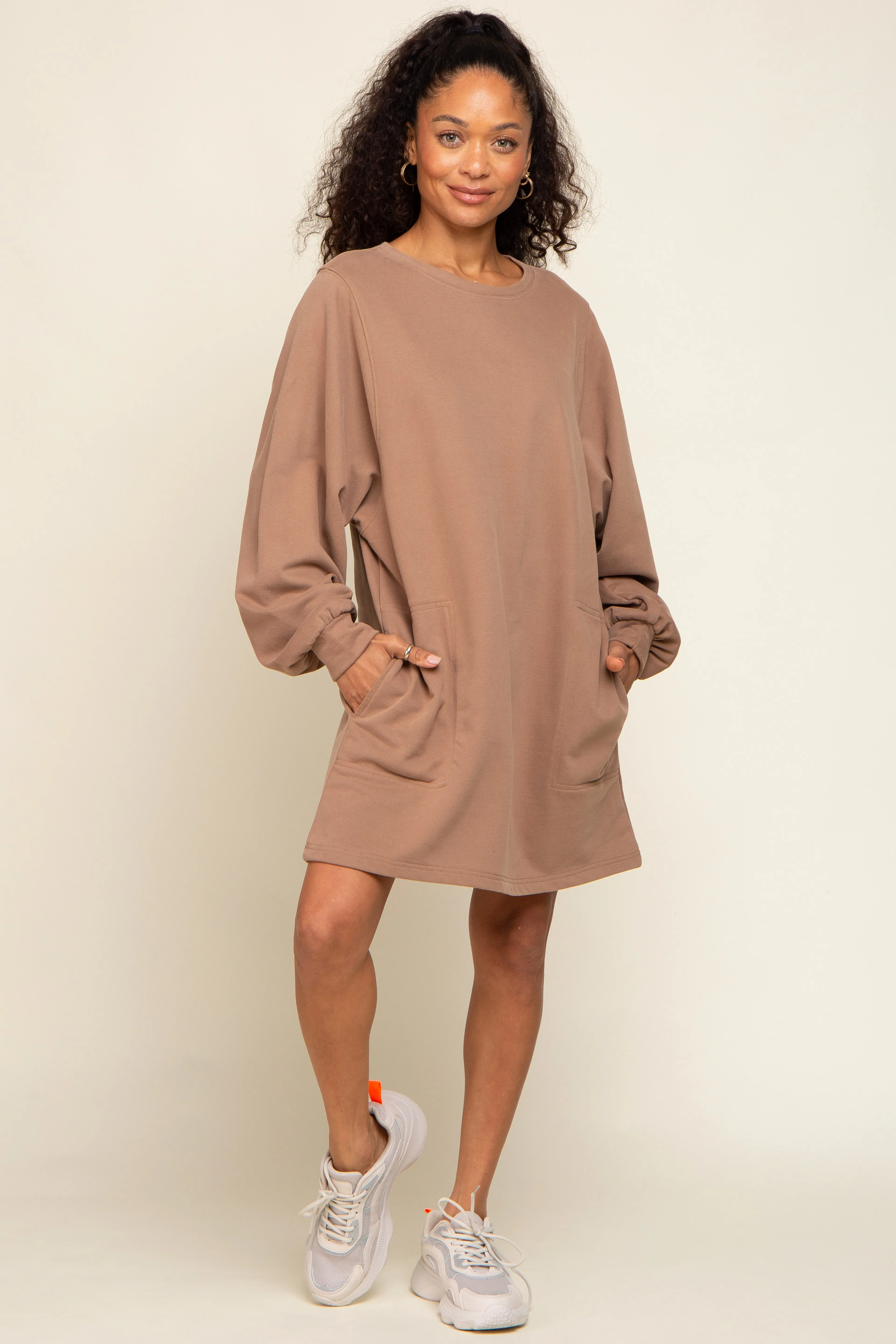 Mocha Ultra Soft Sweatshirt Dress sold by Pinkblush product image thumbnail 5