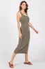 Olive Short Sleeve Ruched Dress sold by Pinkblush