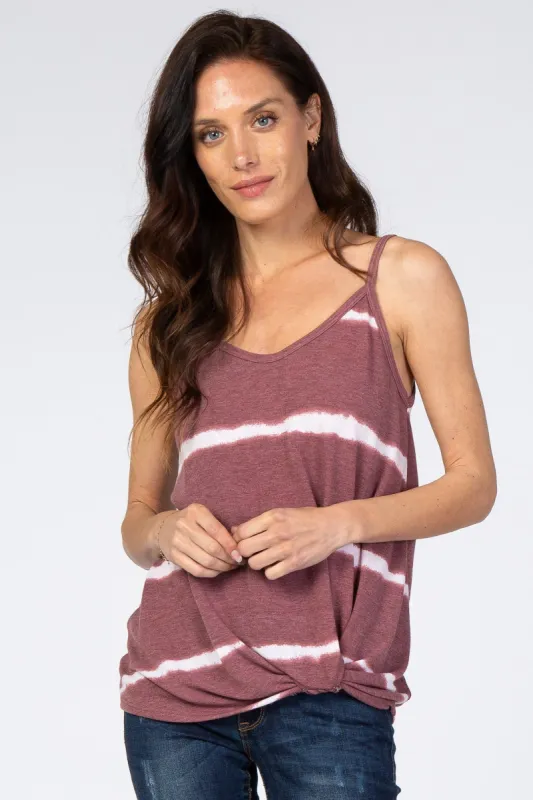 Mauve Tie Dye Striped Tank Top sold by Pinkblush