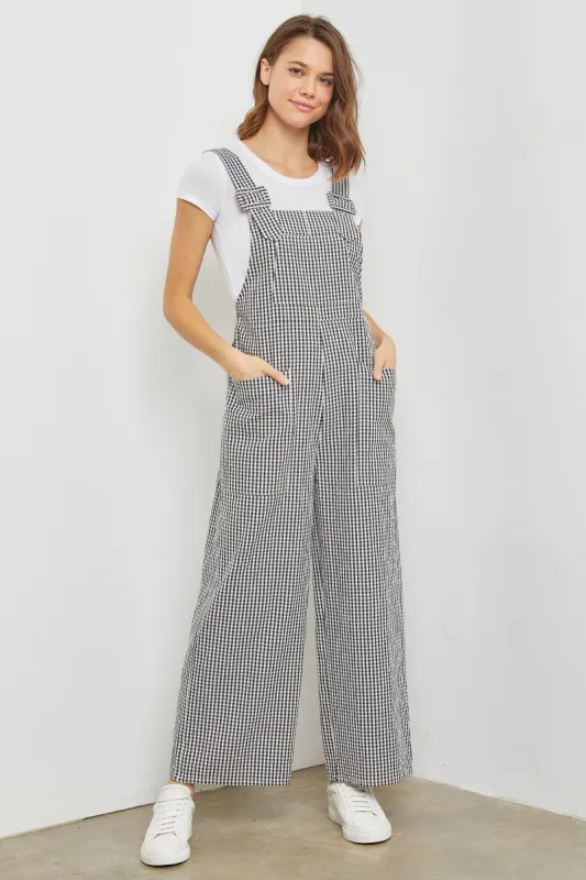 Black Overalls Wide Pants sold by Pinkblush